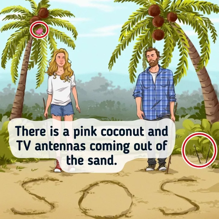 Spot 2 Mistakes In The Island Picture Brain Teaser Answer